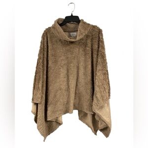 Le Moda Faux Fur Poncho One Size Tan Brown Chestnut Women’s Classic Elegant